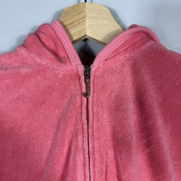 Juicy Couture Hoodie Womens Small Pink Velour Zip Sweatshirt Back Logo USA - Picture 3 of 7